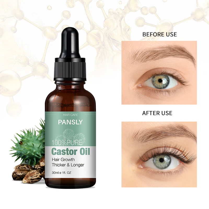 

PANSLY Castor Seed Oil Eyebrow Eyelash Growth Oil with Combs Mild Maintenance Nourish Liquid Eye Lashes Essential Oil