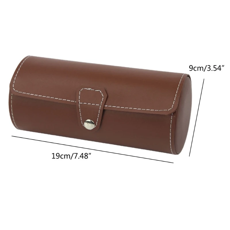 

3 Slots Watch Roll Travel Case Chic Portable Vintage Leather Display Storage Box with Slid in Out Organizers