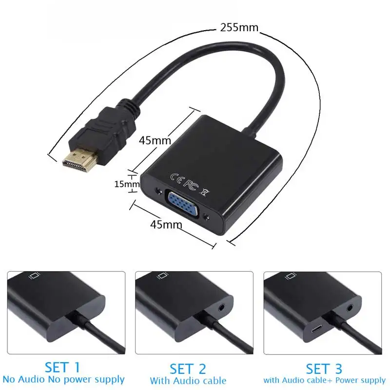 Кабель-переходник HDMI-VGA папа-мама преобразователь для PS4 1080P цифро-аналоговое