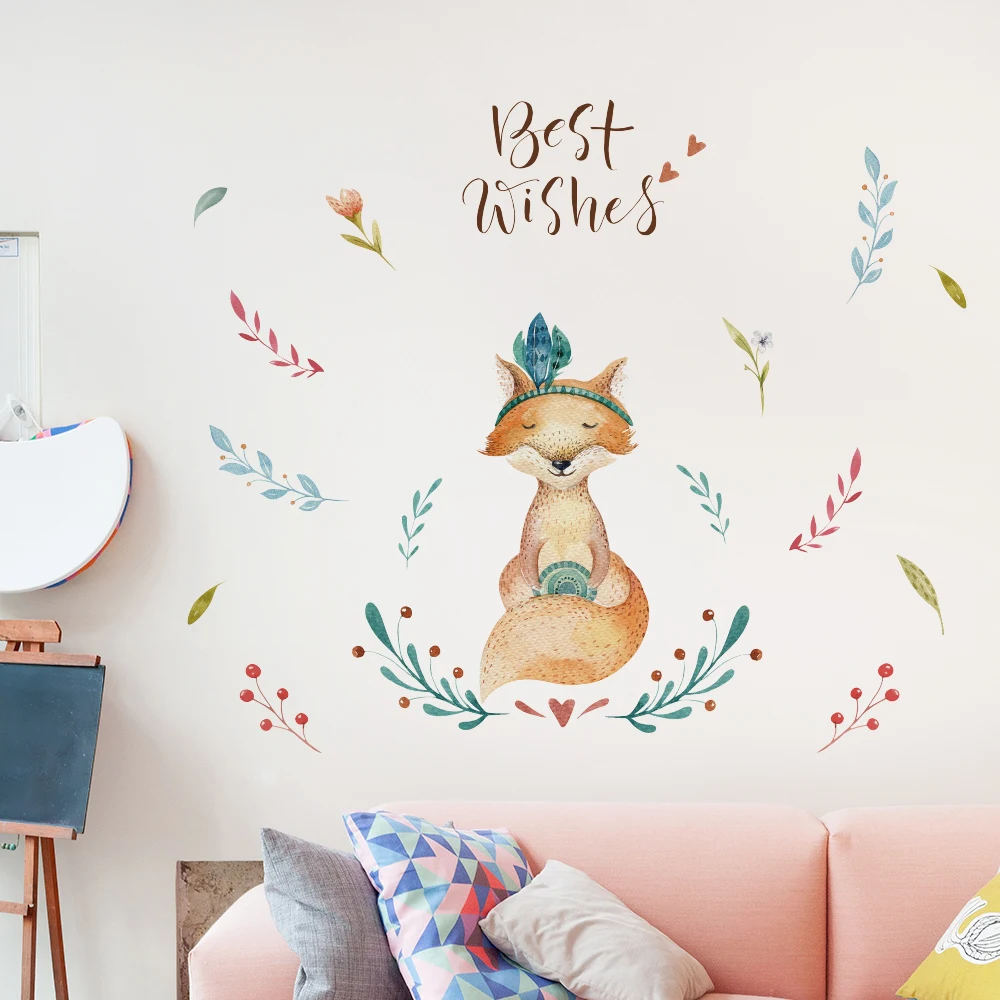 Наклейки на стену с изображением оленя животных милое украшение для гостиной
