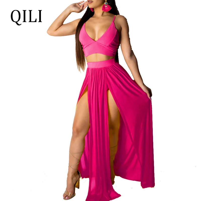 Пляжное шифоновое платье QILI черное желтое розово-красное комплект из двух