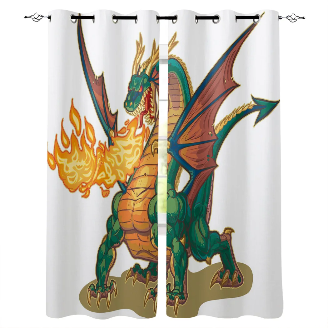 Крылья дракона зеленые животные искусство Новые простые шторы украшение для