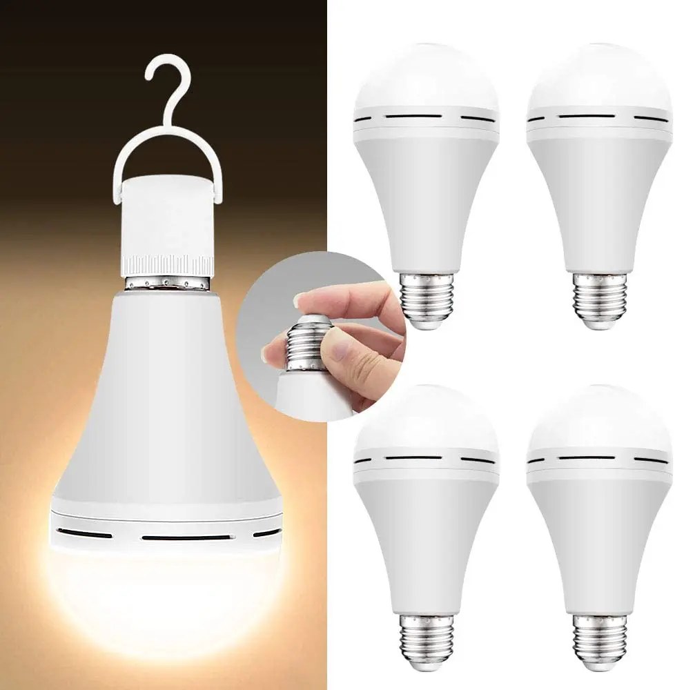 2pcs Emergency Rechargeable LED Light Bulb 9W 12W Portable Lamp Hook Smart Flashlight Water ON E27 When Power Failure | Освещение