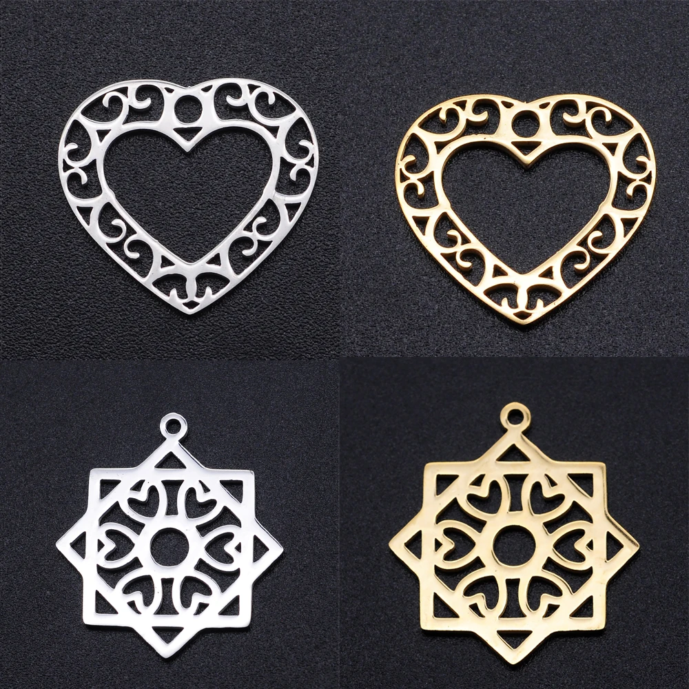 5 шт./лот 100% нержавеющая сталь полые в форме сердца Подвески DIY Изготовление