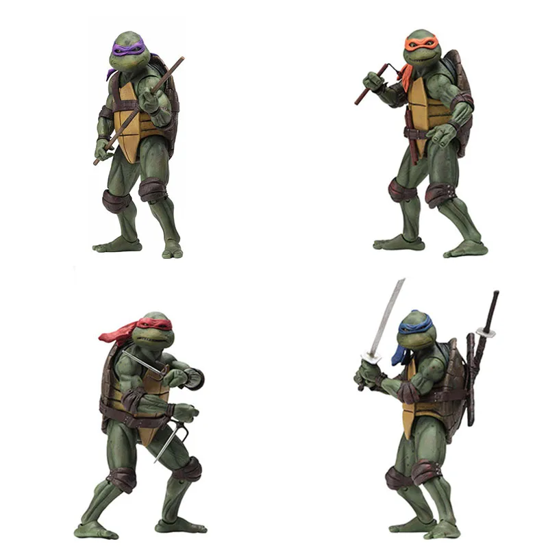 Набор из 4 черепашек 90-х " фигурка Рафаэля леonardo Michelangelo Donatello Ninjas Bjd подвижная фигурка игрушки куклы - Цвет: no retail box