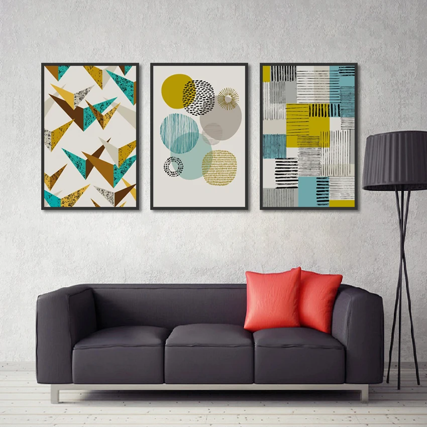 Абстрактный минимализм яркие и красочные геометрические фигуры холст живопись