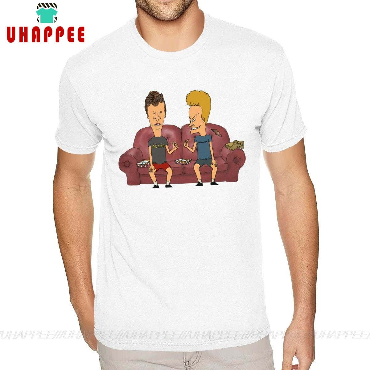 Мужская футболка Beavis And Butthead белая хлопковая Футболка с круглым вырезом и