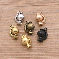 10pcs 1418mm metal alloy 6 color 3d simulation globe charms rotatable pendants for jewelry making diy handmade craft