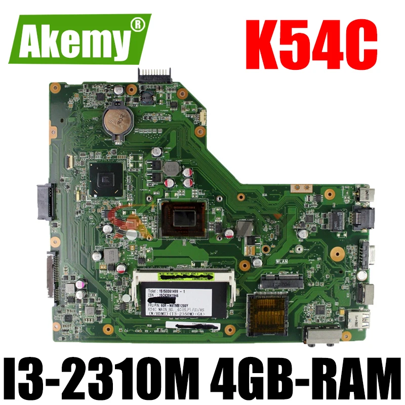 

Akemy K54C Laptop motherboard for ASUS X54C original mainboard 4GB-RAM I3-2310M
