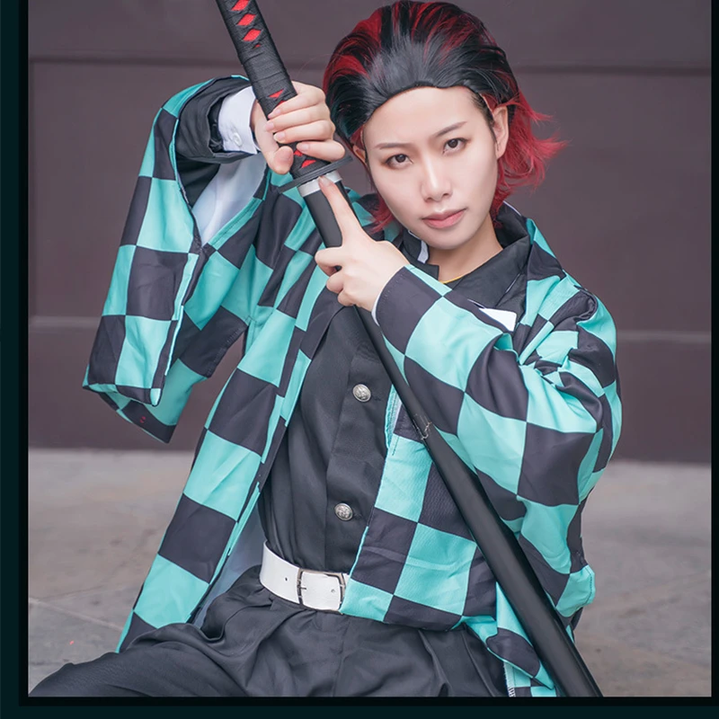 Аниме Demon Slayer Косплей Kimetsu no Yaiba Tanjiro Kamado Униформа костюм для косплея мужской кимоно для наряд для хэллоуинской вечеринки CS001