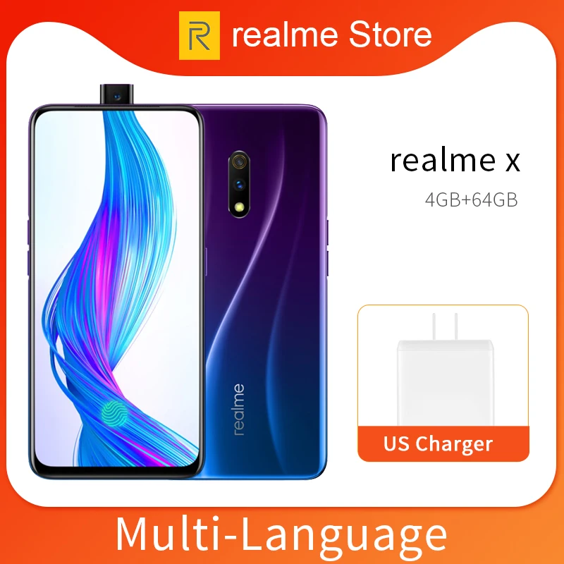 Realme X 4 Гб 64 мобильный телефон Snapdragon 710 AIE Восьмиядерный 6 53 &quotполный экран 48 МП