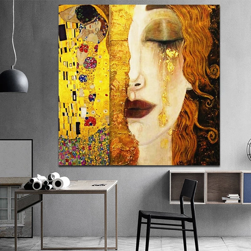 Золотые слезы And Kiss By Gustav Klimt картины маслом современное полотно настенное