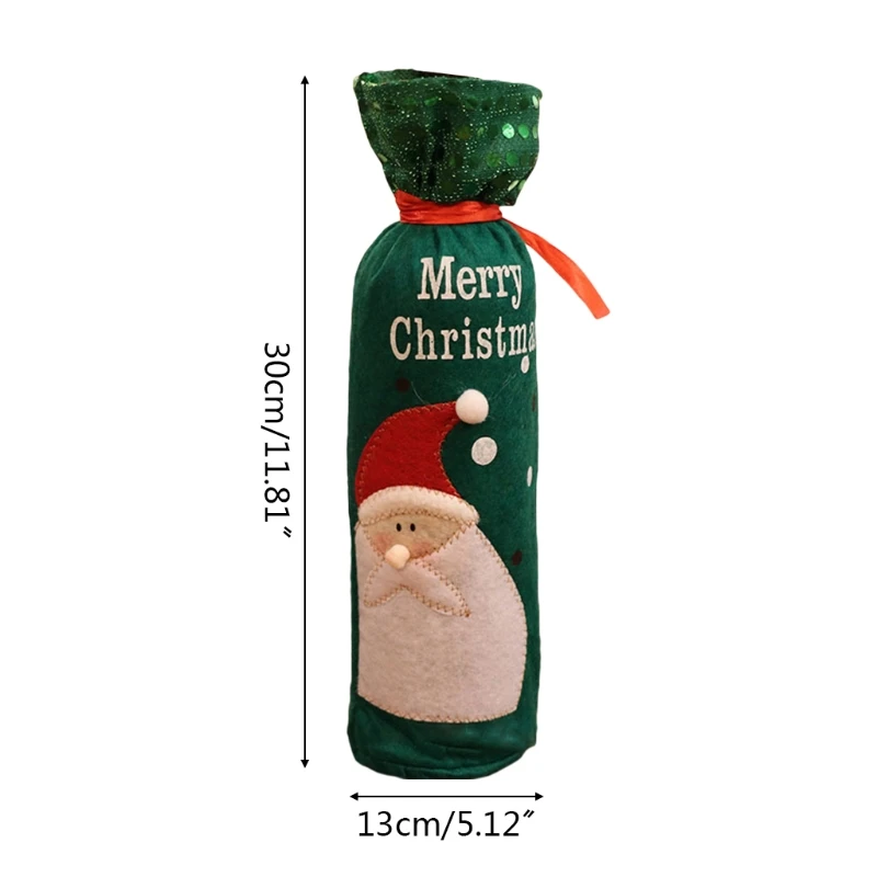 Рождественский чехол для винной бутылки с вышивкой в виде мультяшного Санта