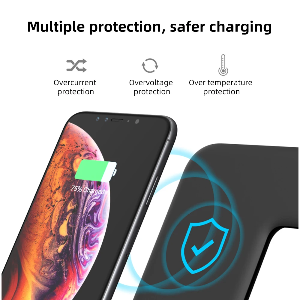 

3 in1 Wireless Charging Stand for iWatch For iPhone 11Pro Max Wireless Charger Micro USB TypeC Stand For AirPods For Apple Watch