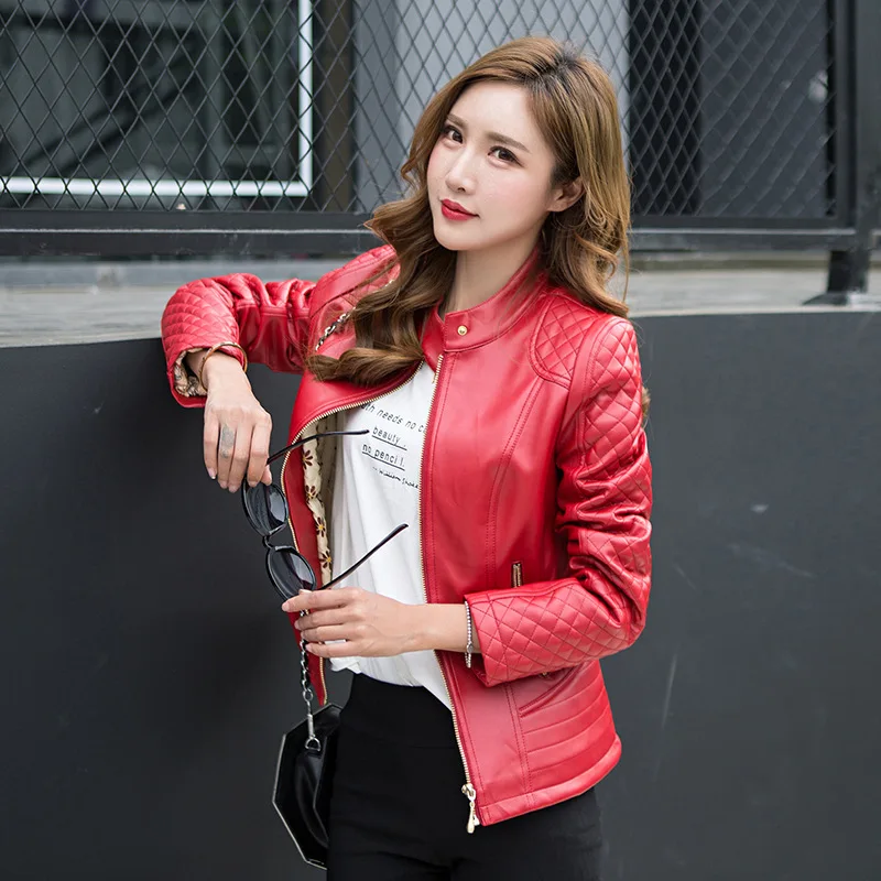Женские Кожаные Куртки из искусственной кожи сезон осень повседневная короткая