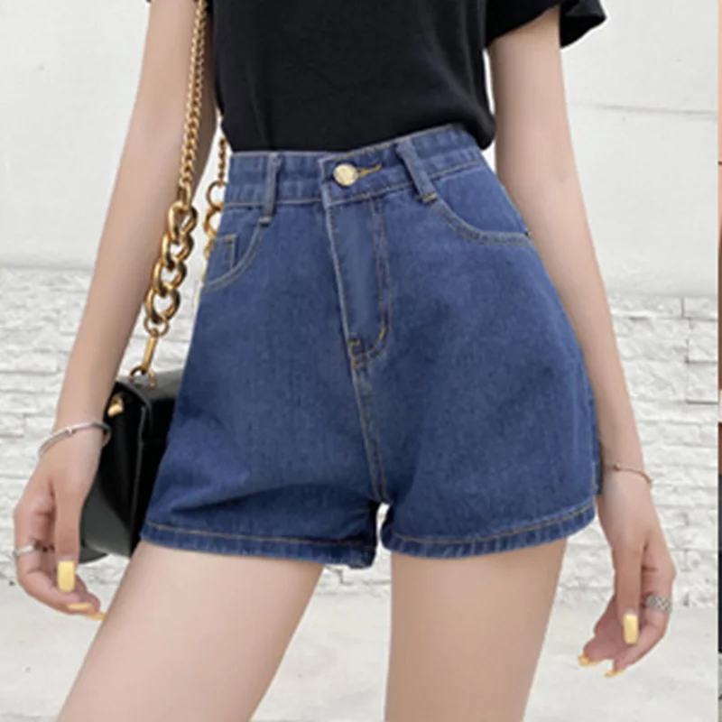 

2021 Summer Loose And Thin High-Waisted Denim Shorts Women Wear A-Line Wild Wide-Legged Hot Pants Trendy Jeans Shorts
