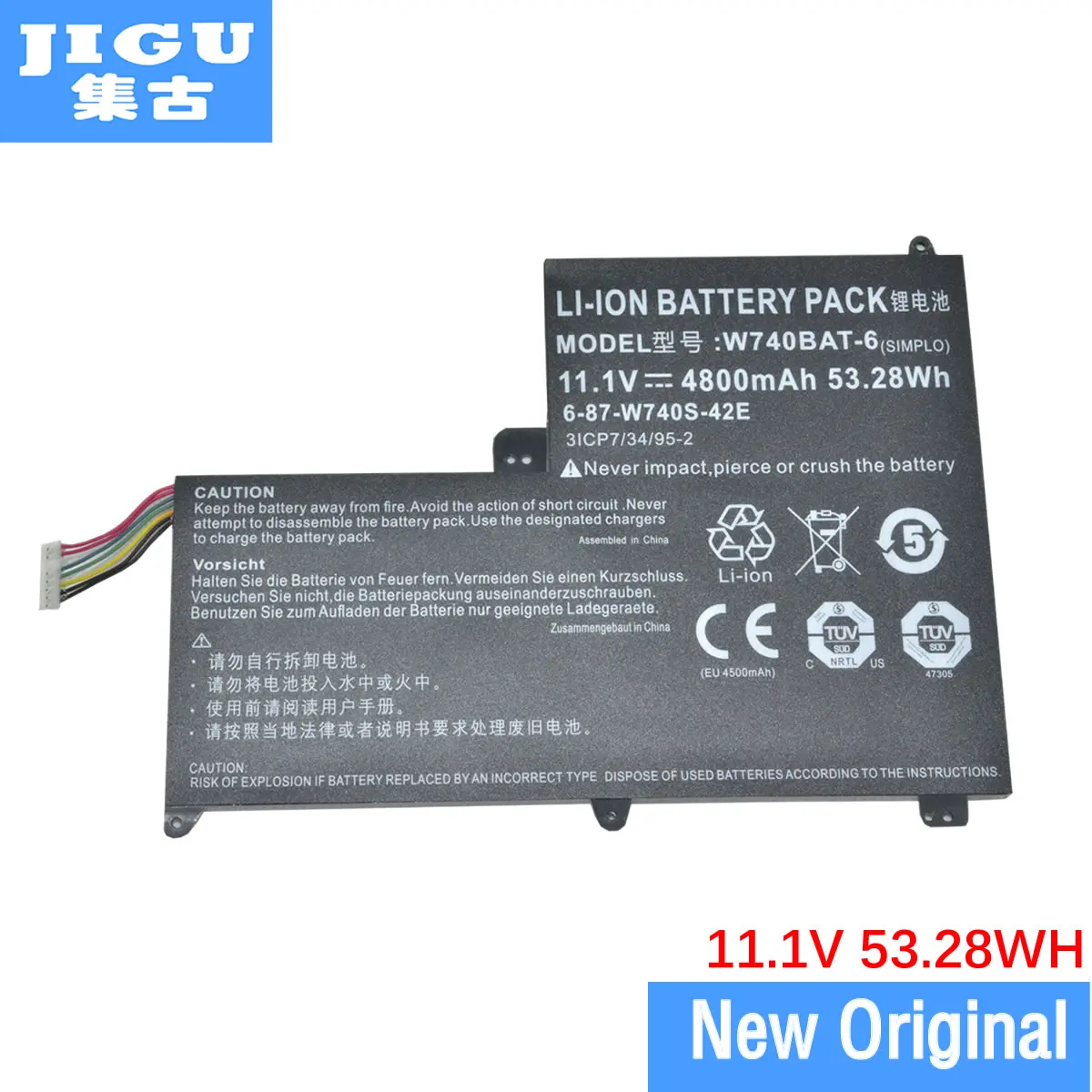 

JIGU Original Laptop Battery For Clevo 6-87-W740S-42E1 3ICP7/34/95-2 W740BAT-6 S413 W740SU Series 11.1V 53.28WH