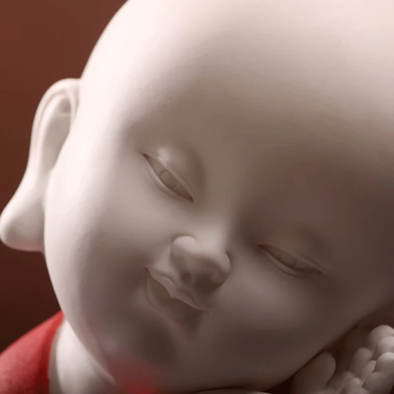 

Chinese Zen ceramic little monk sculpture statue cute figure modern art sculpture High-end home decoration accessories statue