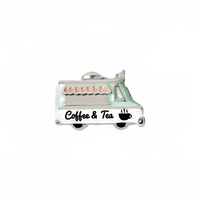 10pcs coffee donut truck floating charms for living glass locket bracelet necklace watch