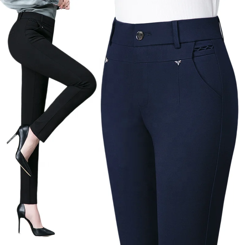 

Женские прямые брюки, эластичные облегающие леггинсы, повседневные деловые офисные брюки с высокой талией и карманами