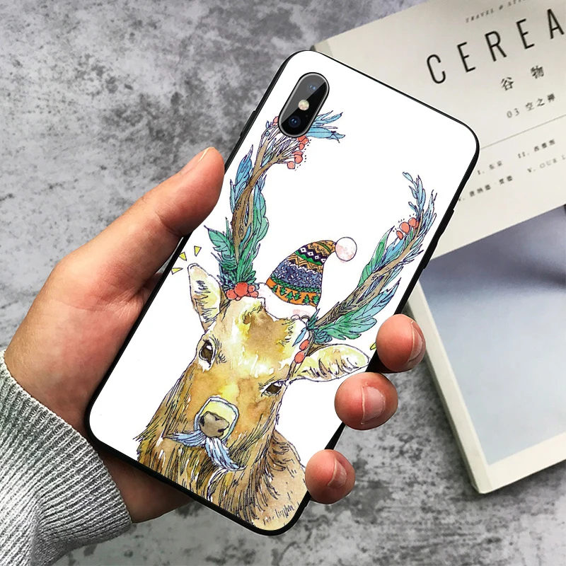 Мультяшный Рождественский мягкий чехол для телефона из ТПУ iPhone 11 Pro Max X XS XR 8 7 6 5 s