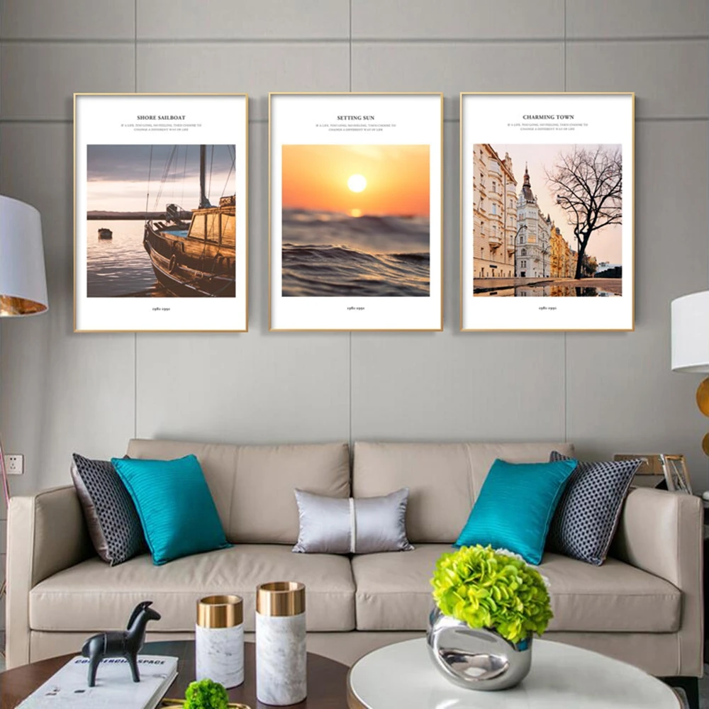 Красивая картина с изображением заката и пейзажа Картина на холсте стену для