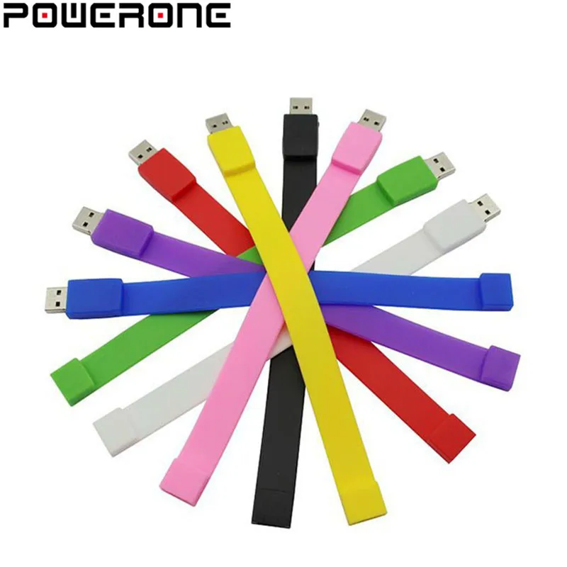 Силиконовый браслет POWERONE на запястье 4 ГБ 8 16 32 64 USB 2 0 флеш накопитель флешка U диск
