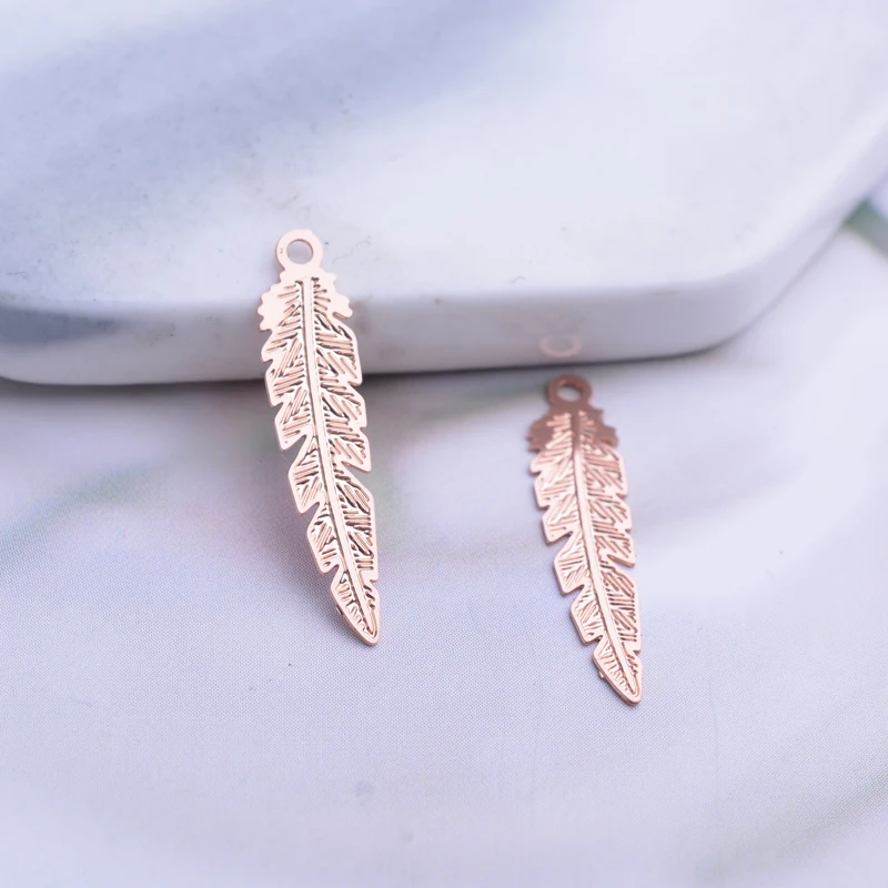 100pcs AC7255 5*21mm Filigree Small Feather Charms Brass Feathers Earring component Jewellery Supplies | Украшения и аксессуары