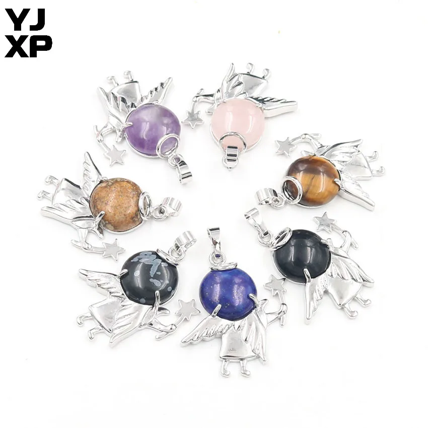 Подвеска с ангелом и Амуром, из натурального кварца