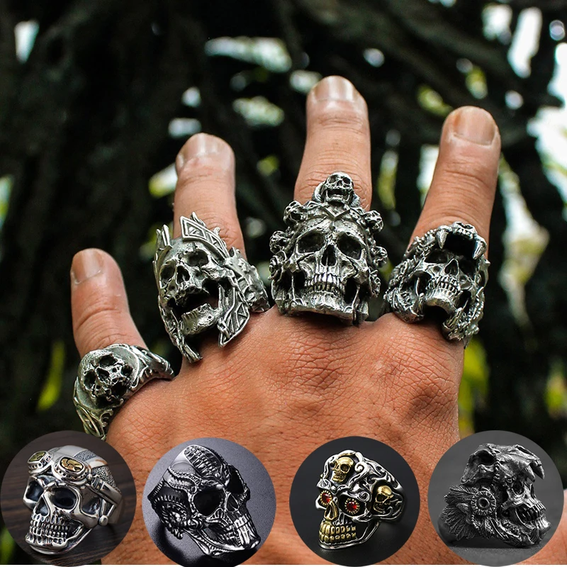 новинка 4 стиля мужские кольца со скелетом панк/винтаж/хип хоп ювелирные изделия