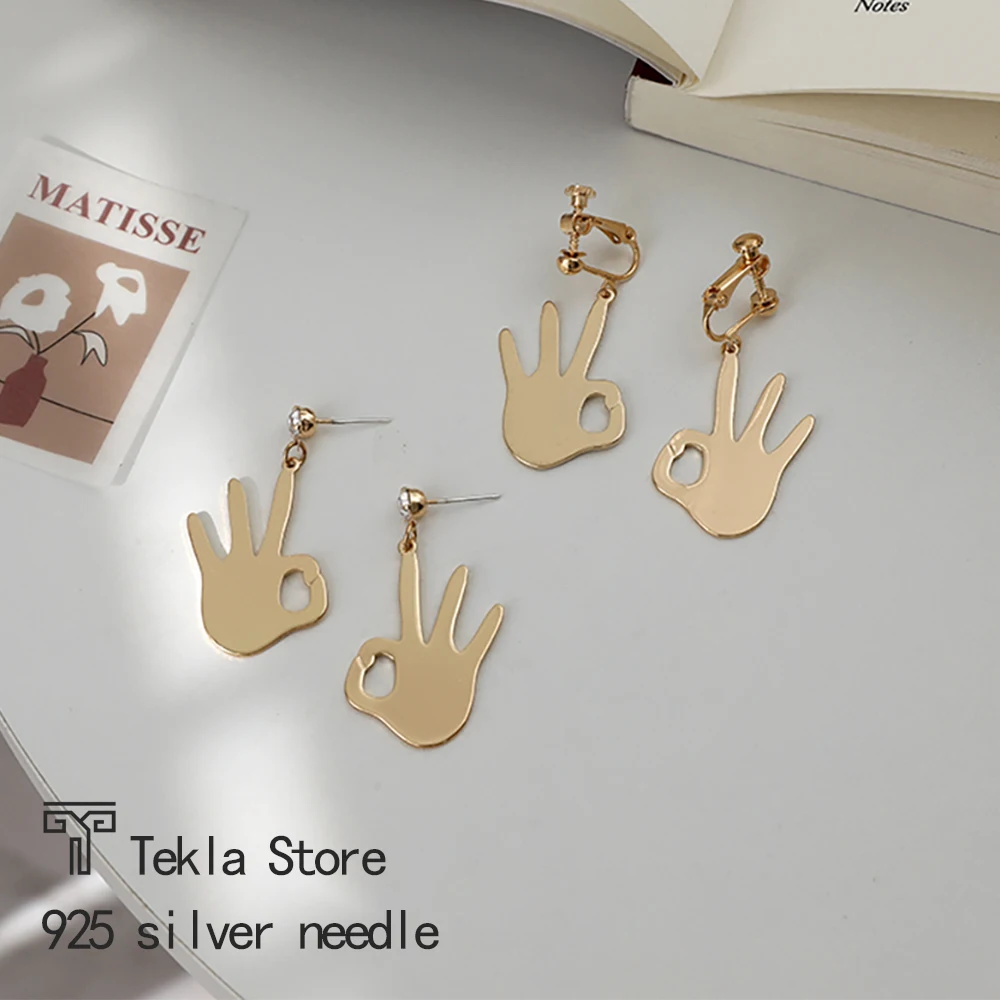 

Tekla Store Women’s Dangle Earrings Ok Shape Personality Line Type Creative Irregular Earrings Fashion Design Jewelry Earring