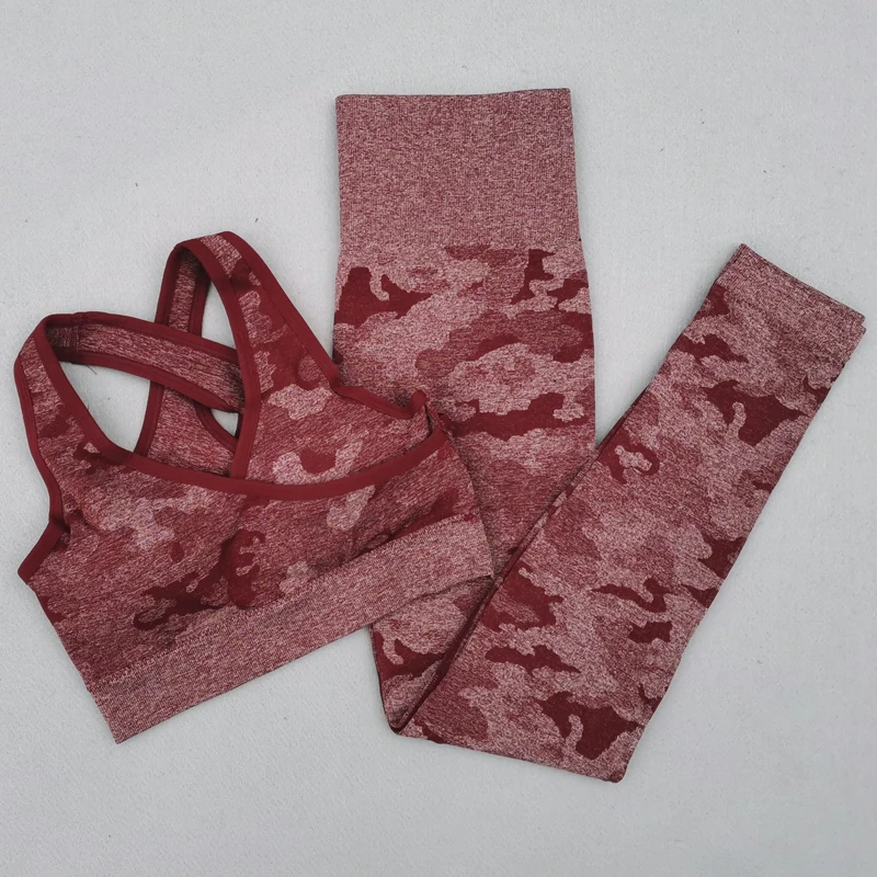 2 шт. камуфляжные бесшовные спортивные костюмы женская одежда для фитнеса