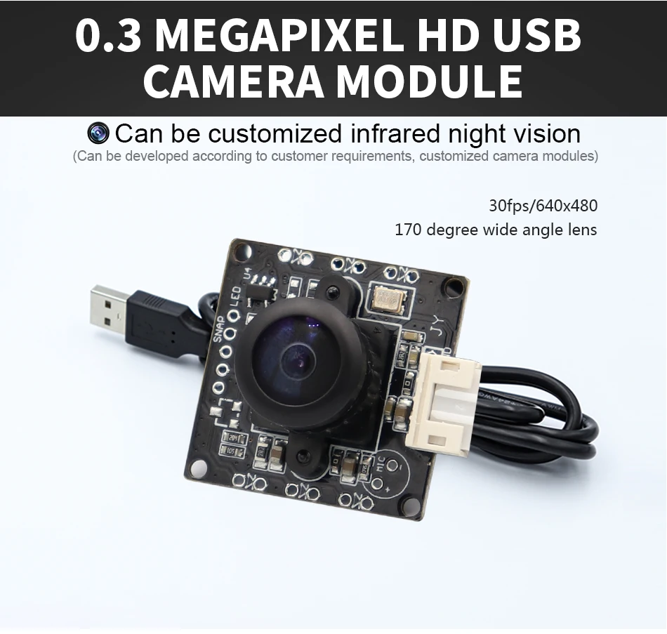 170 градусов широкоугольный объектив USB2.0 модуль hd-камеры 0.3MP камера 640*480 поддержка Linux Android