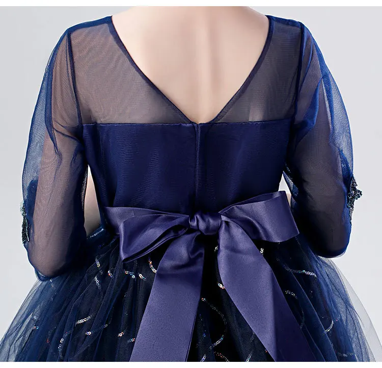 Black Christmas Dresses for Girls Elegant Evening Dress Girl Children Graduation Party Wedding Fancy Kids Maxi Long Gown | Детская