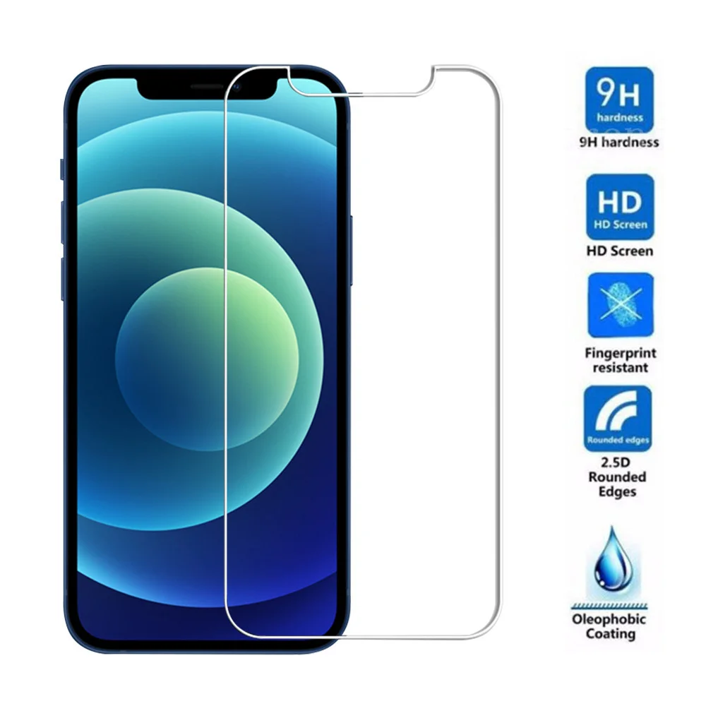4pcs protective glass on for iphone 12 11 pro xs max xr 7 8 6s plus screen protector tempered glass for iphone 11 12 mini glass free global shipping