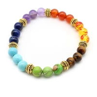natural stone 7 chakra bracelets mixed colors 8mm bead for women men mala healing reiki charm balance bracelet jewelry