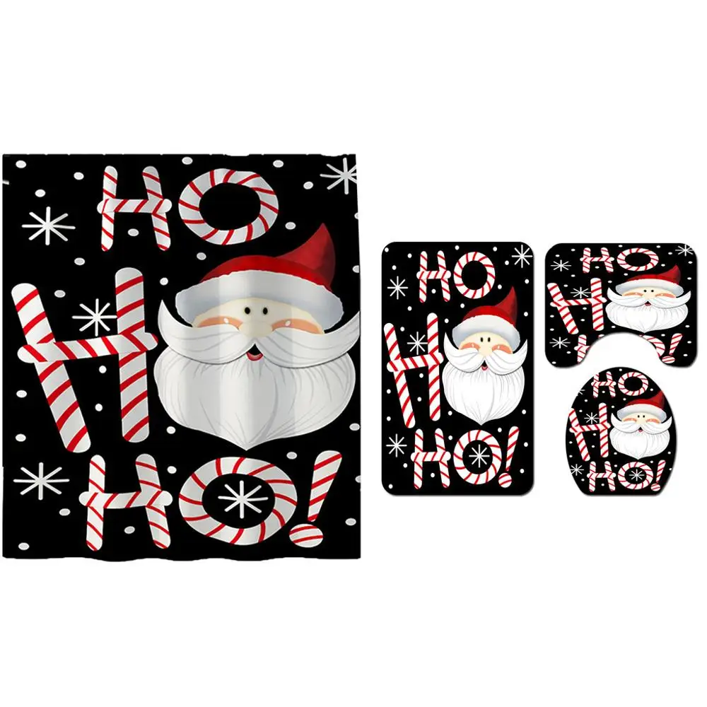 4 шт. милый Рождественский Санта-Клаус нескользящая душевая занавеска подставка