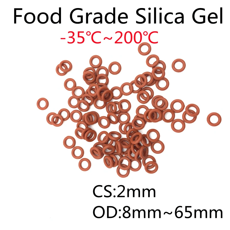 Уплотнительное кольцо VMQ 100 шт. уплотнительная прокладка толщина CS 2 мм OD 8 ~ 65