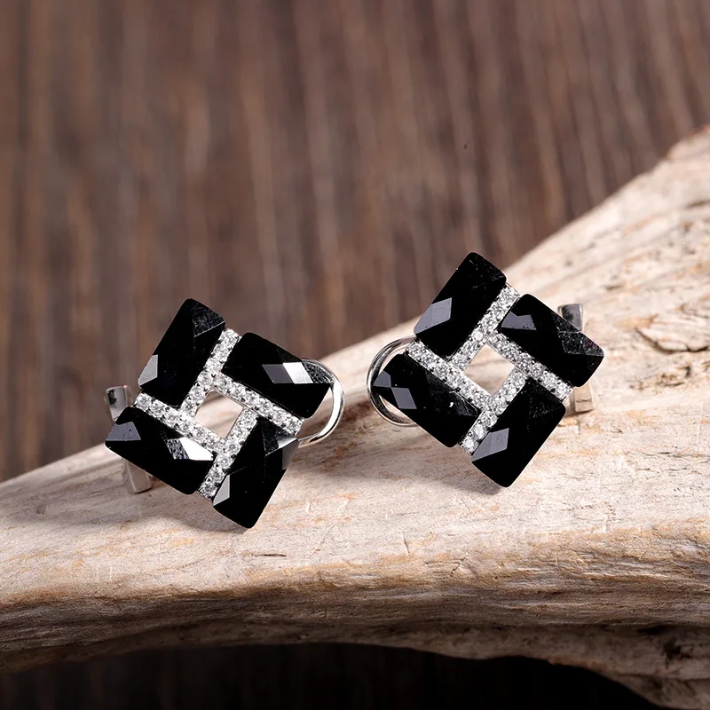 Женские серьги из черного серебра 925 пробы|Серьги-подвески| |