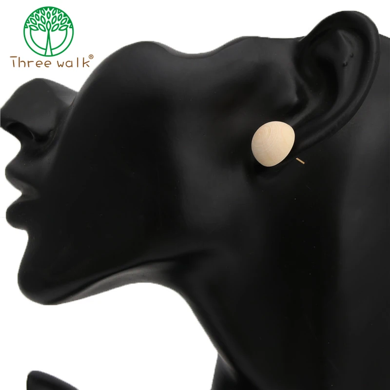 

Ethnic Wooden Earrings Female Simple Natural Geometric Stud Earrings for Girls Ear Studs Jewelry