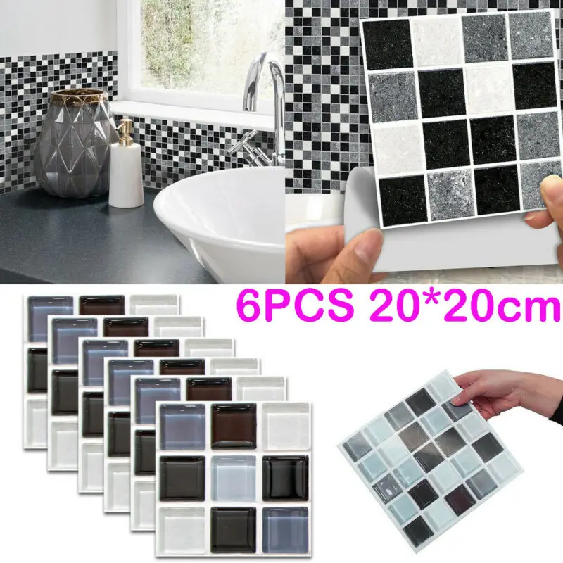 6 шт. водостойкая 3D мозаичная настенная плитка | Дом и сад