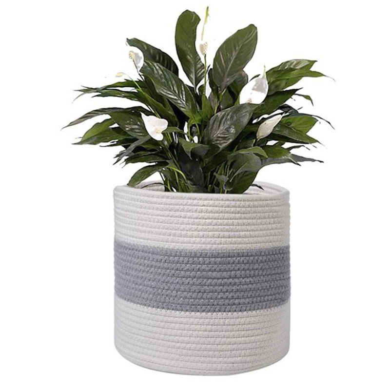 2 шт. садовые горшки из хлопчатобумажного каната завод корзина плетеная для