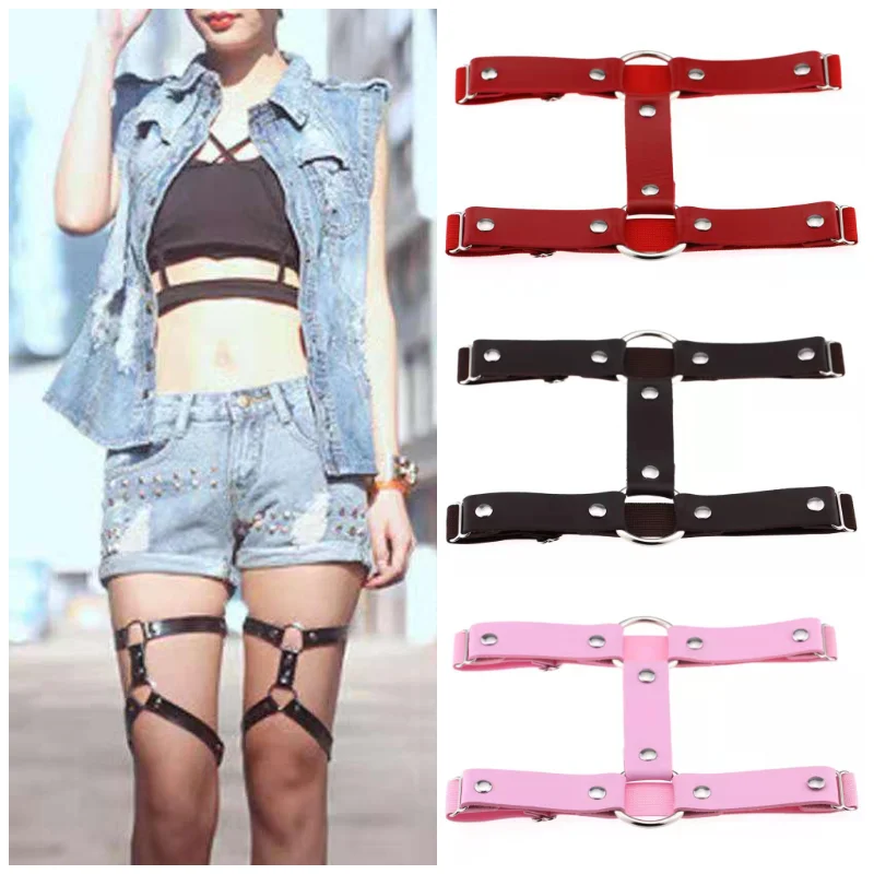 

1PC New Women Sexy Double Rivet Leg Ring Garter Belt Tight Suspenders Lingeriees Elasticity Leather Harness Punk Garters