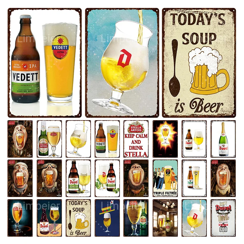 

Retro Poster Alcohol Kraft Paper Tin Painting Poster Winery Today Soup Drink Stella Living Room Bar Wall Decoration Sticker