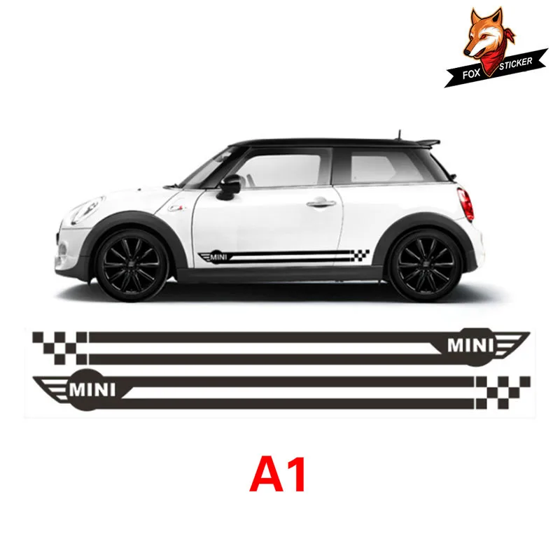 Автомобильная наклейка и 2 шт. боковая юбка порог гоночная полоса для MINI Cooper r56 r57
