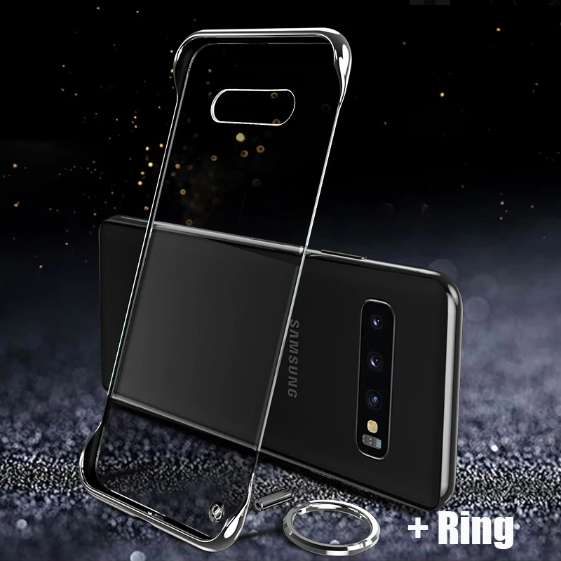 ZSilver Чехол для samsung Galaxy S10 Note 10+ Plus A10 A30 A20 A70 A7 A50 покрытие прозрачное Безрамное жесткое покрытие из поликарбоната кольцо на палец - Цвет: ZSilver