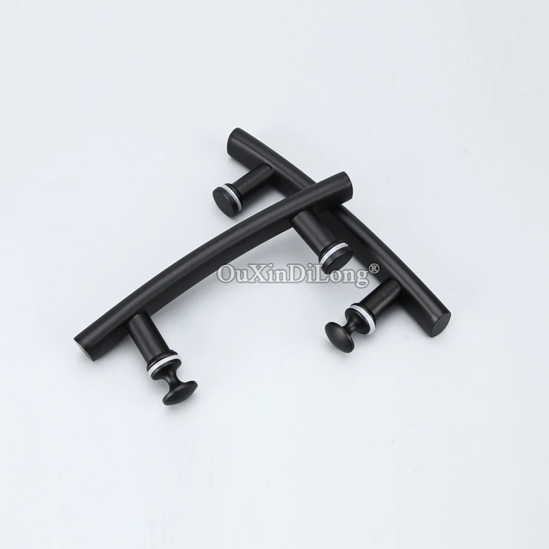 

New Arrival 4PCS Stainless Steel Frameless Bathroom Shower Glass Sliding Door Handles Glass Door Pull / Push Handles Dumb Black