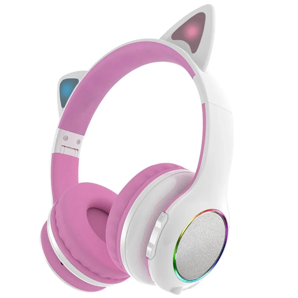 

Кошачьими ушками светодиодный светильник Bluetooth наушники с микрофоном стерео гарнитура складная Беспроводной спортивные наушники для дево...