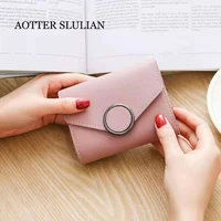 women brand designer small wallet id credit card holder short purse 2021 female hasp round ring mini clutch bag cardholder bolsa