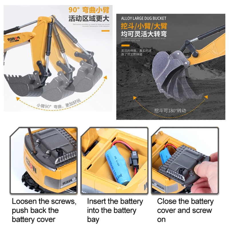 

RC Excavator Toy 2.4Ghz 6 Channel 1:24 RC Engineering Car Alloy And Plastic Excavator 6CH And 5CH RTR For Kids Christmas Gift